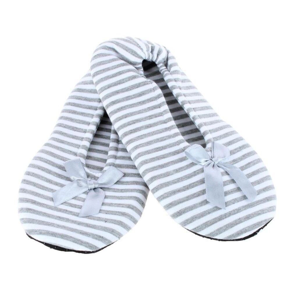 CTM Women's Striped Ballerina Slipper House Shoe by Wootie